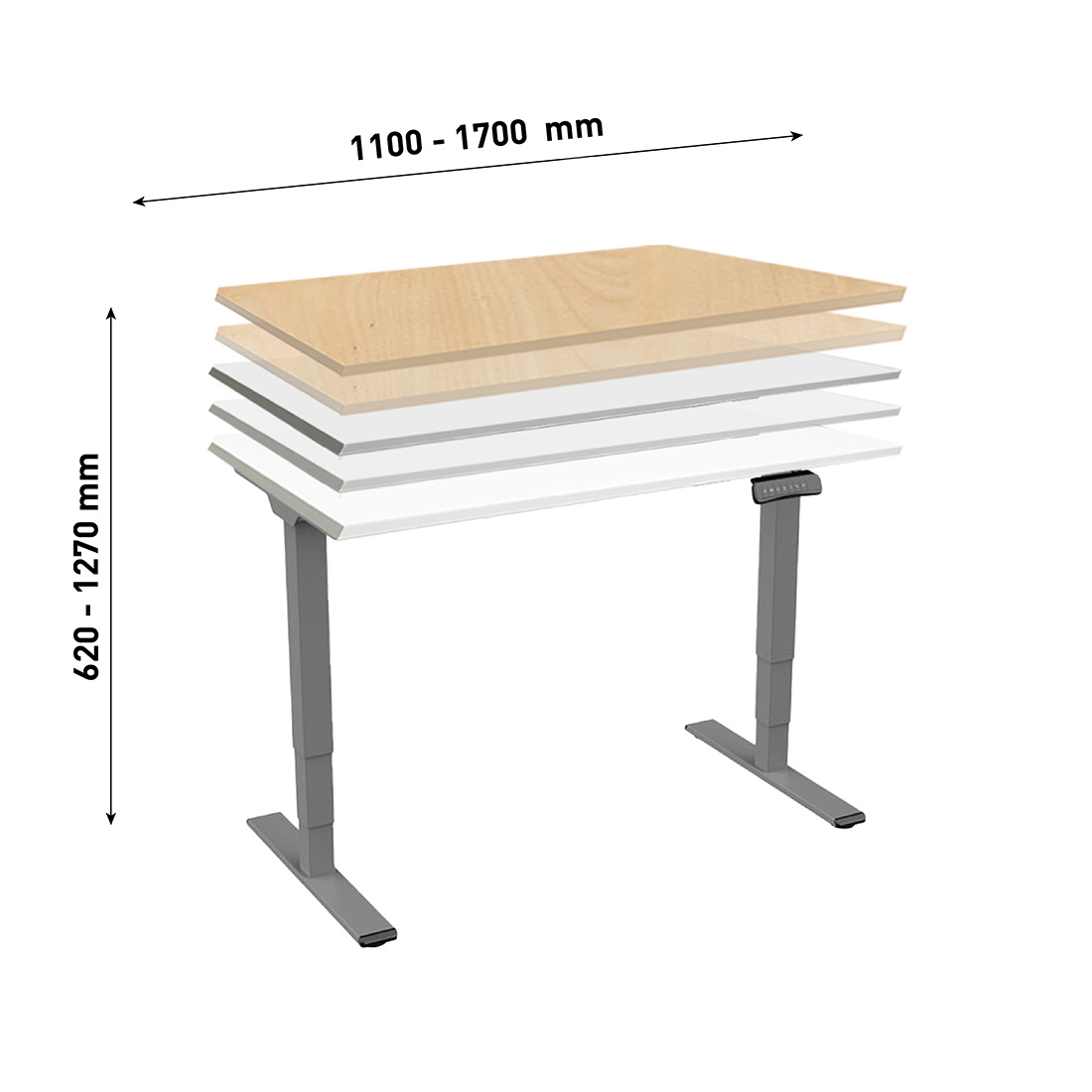 104538_CONTINI_Hubtischgestell_ET225E_4_diverse_Platten_Masse
